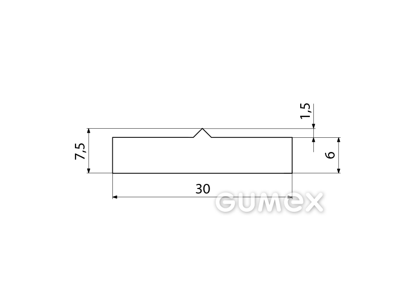 Geformtes Silikonprofil, 7,5x30/1,5mm, 60°ShA, -60°C/+180°C, transparent, 